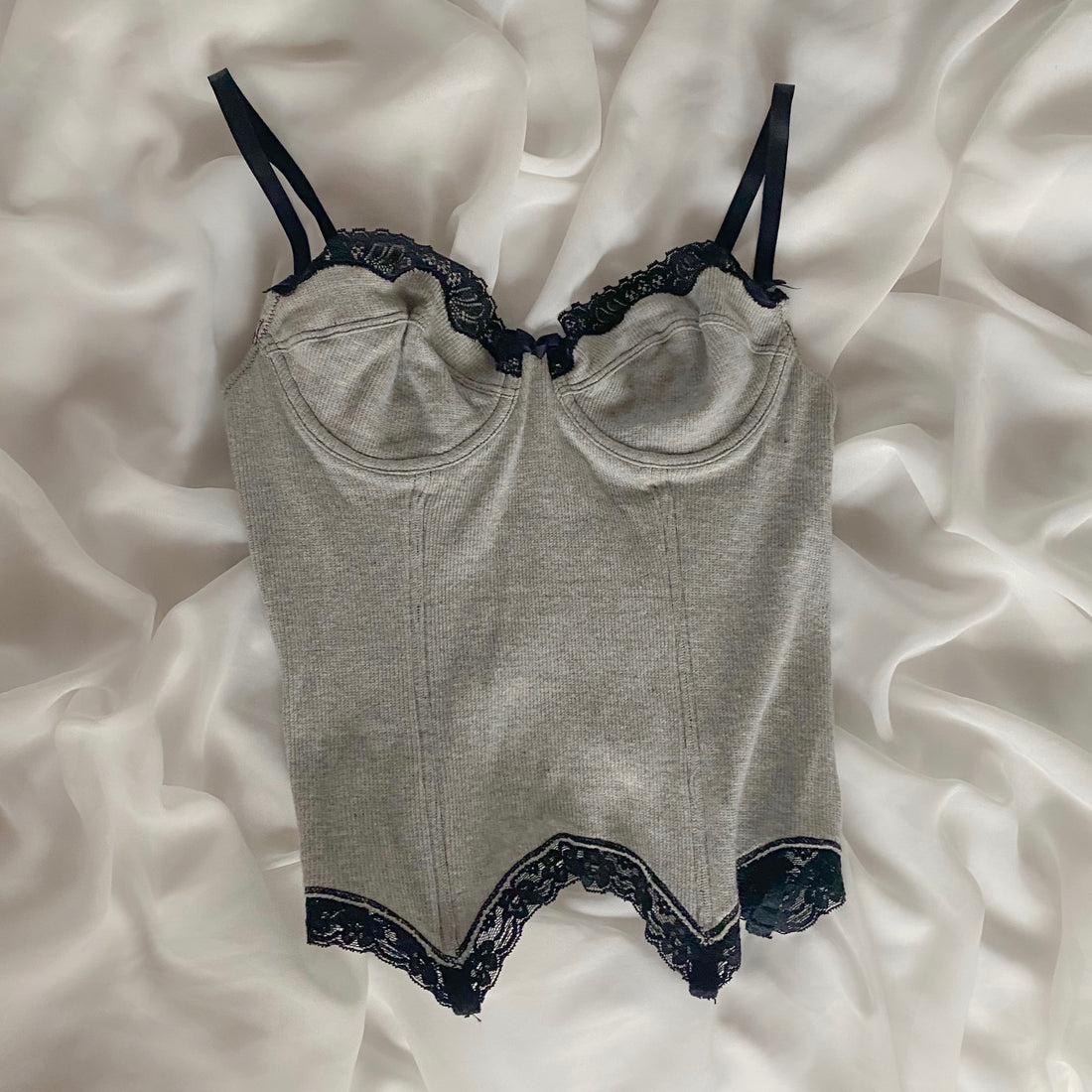 Grey Ribbed Bustier 85B/80C/90A