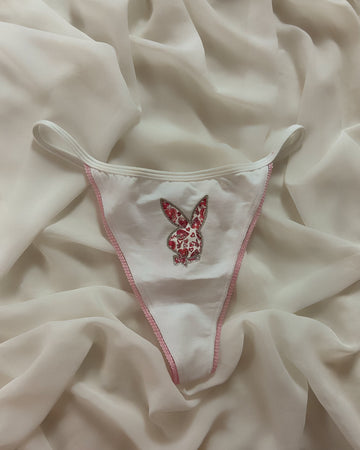 White Playboy Thong (M)