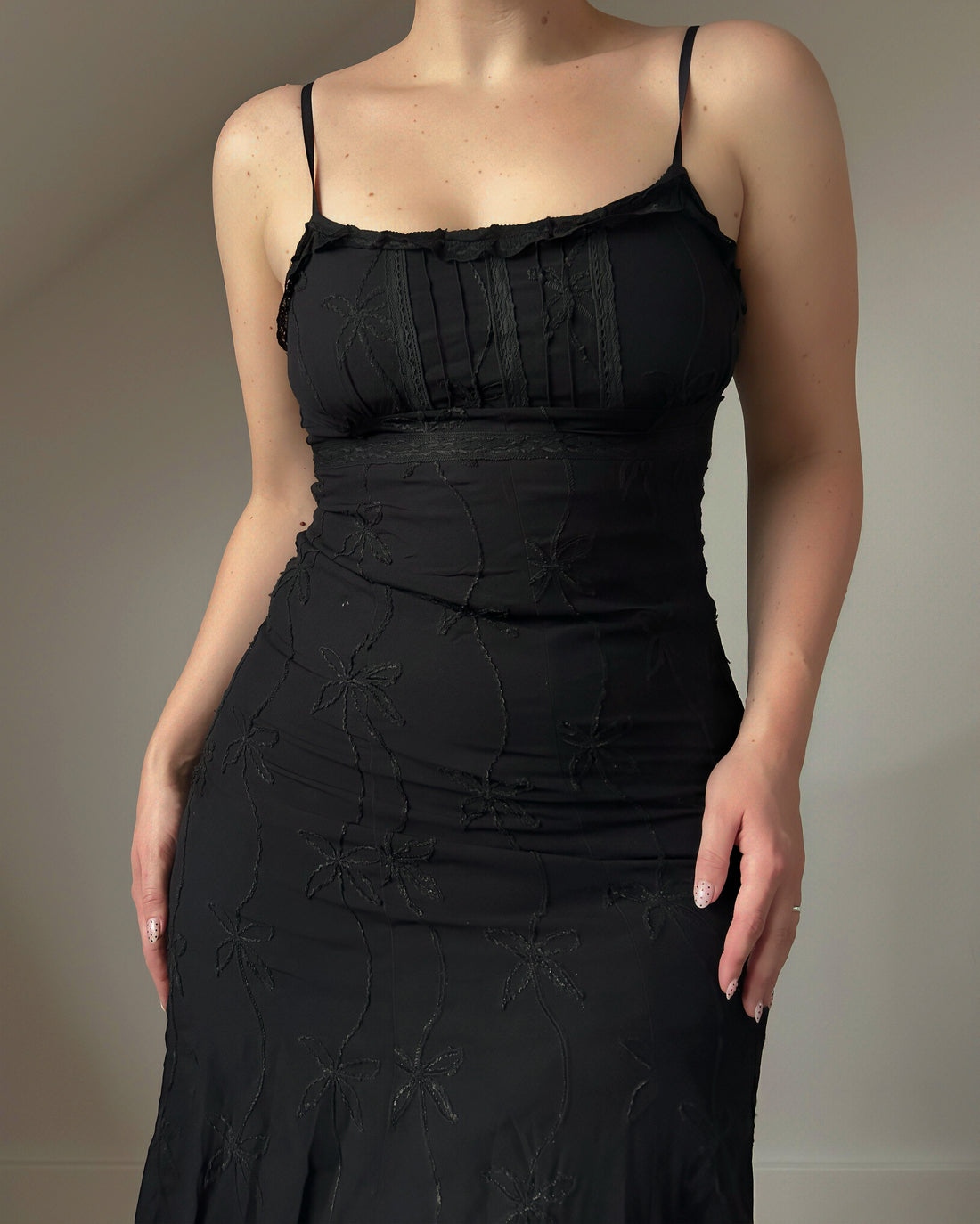 Black Beaded Evening Dress (M)