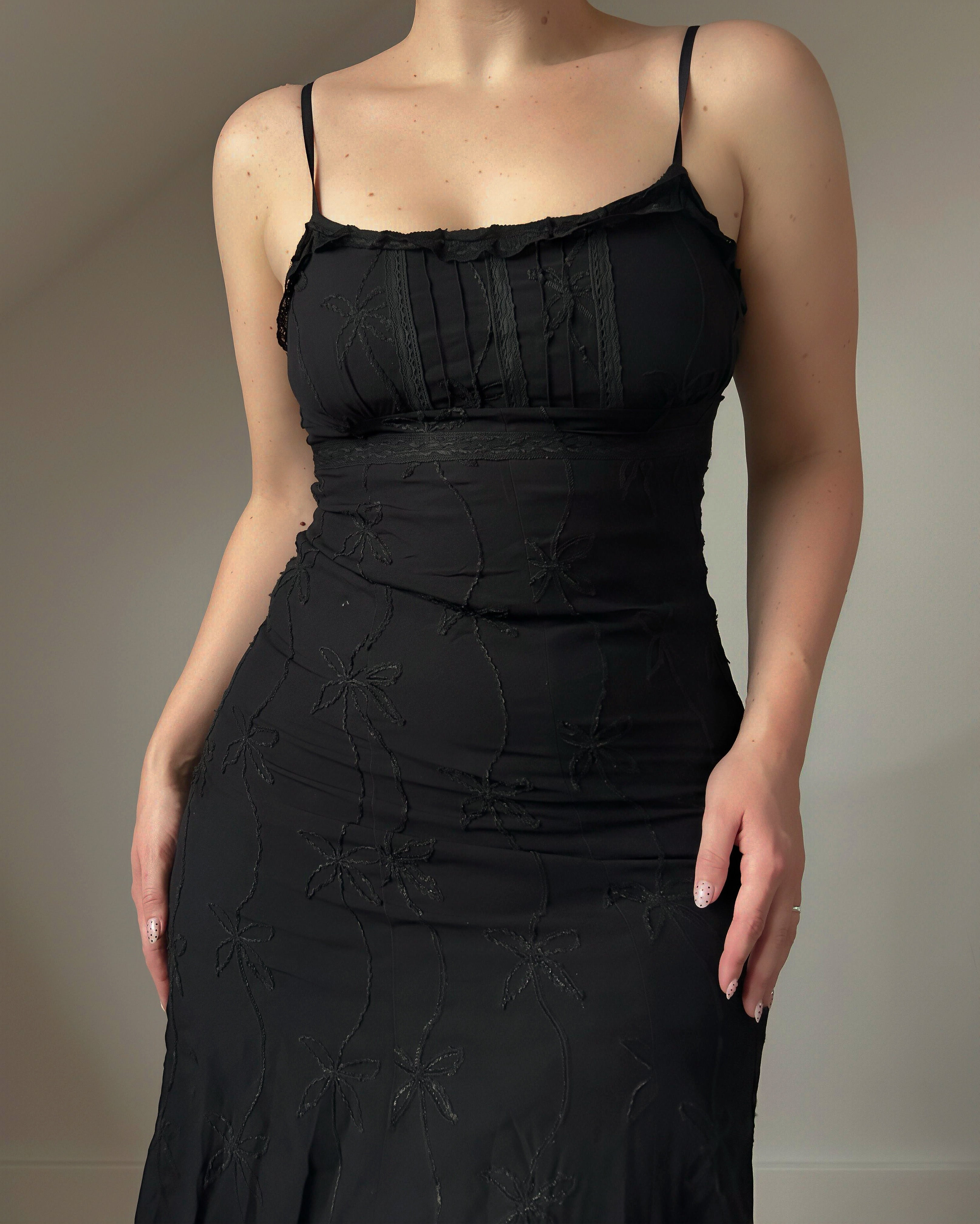 Black Beaded Evening Dress (M)