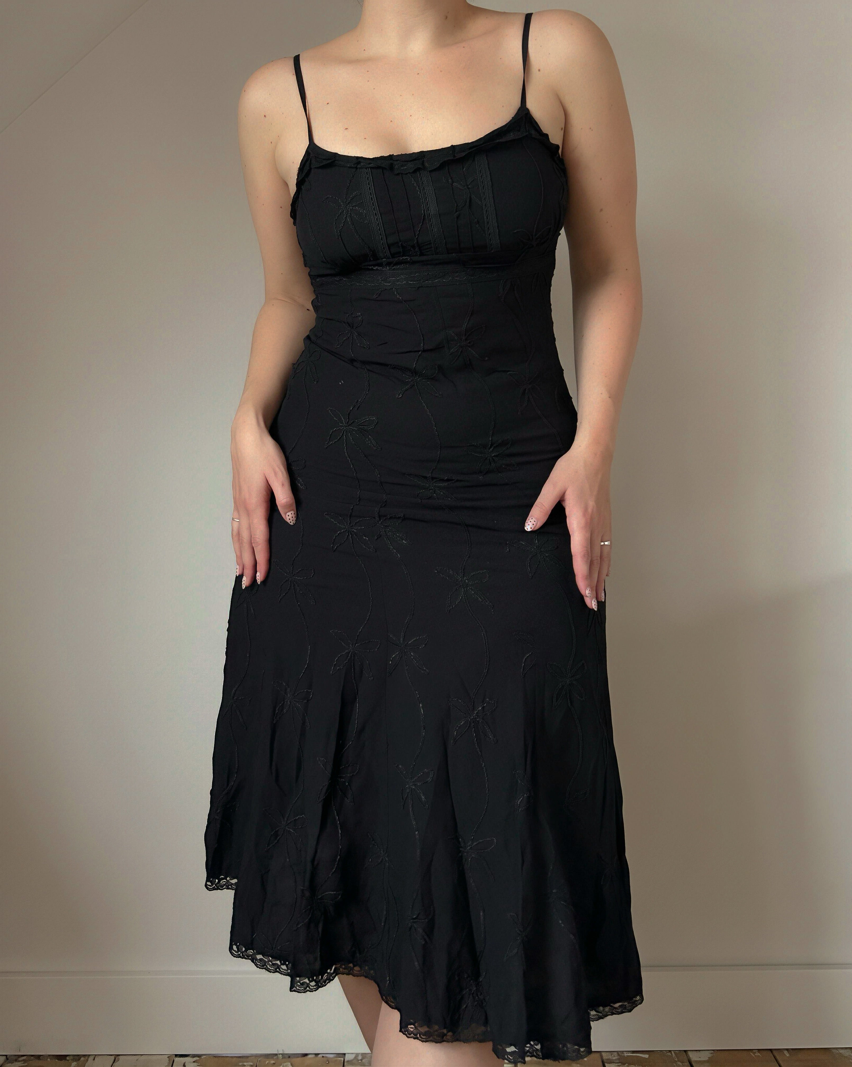 Black Beaded Evening Dress (M)