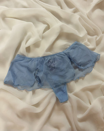 Blue Playboy Skirt Thong (M)