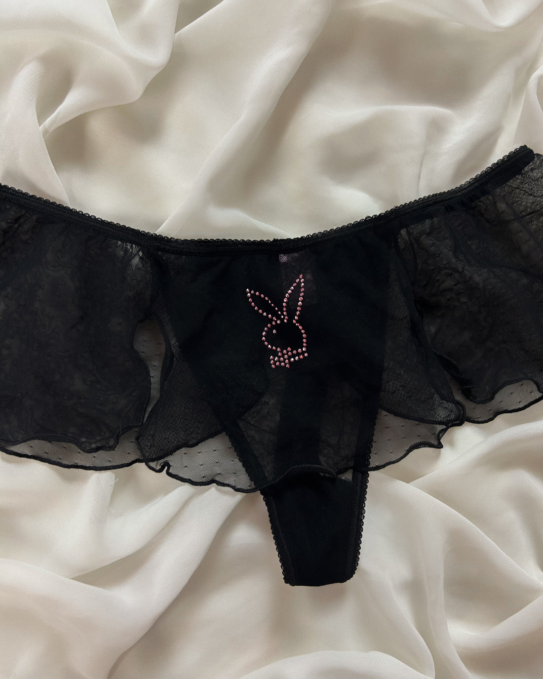Black Playboy Skirt Thong (M)