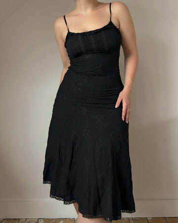 Black Beaded Evening Dress (M)