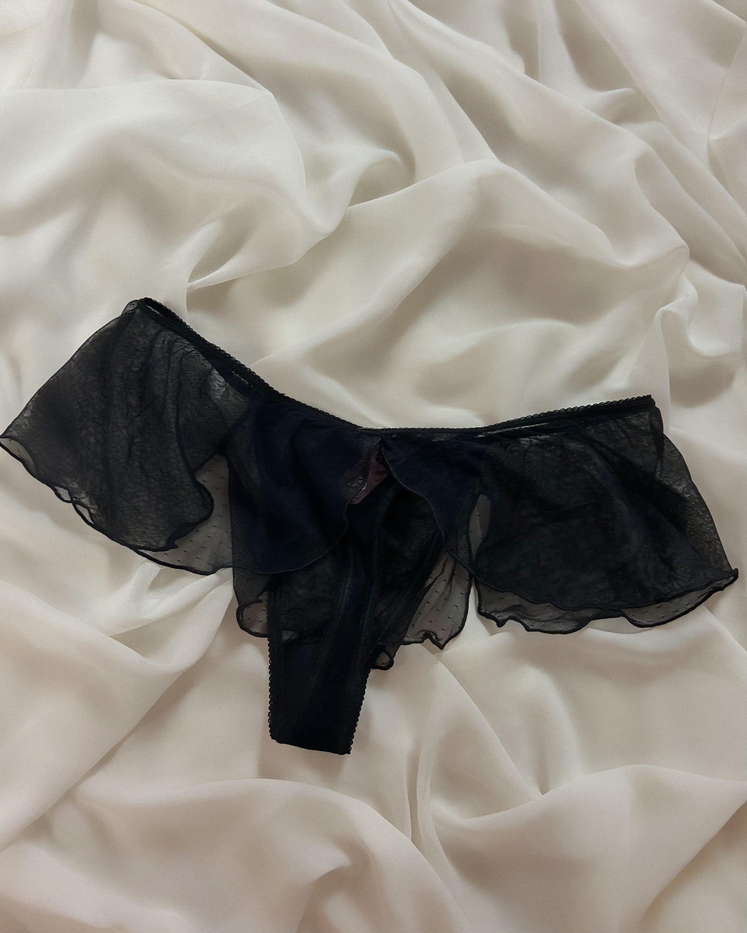 Black Playboy Skirt Thong (M)