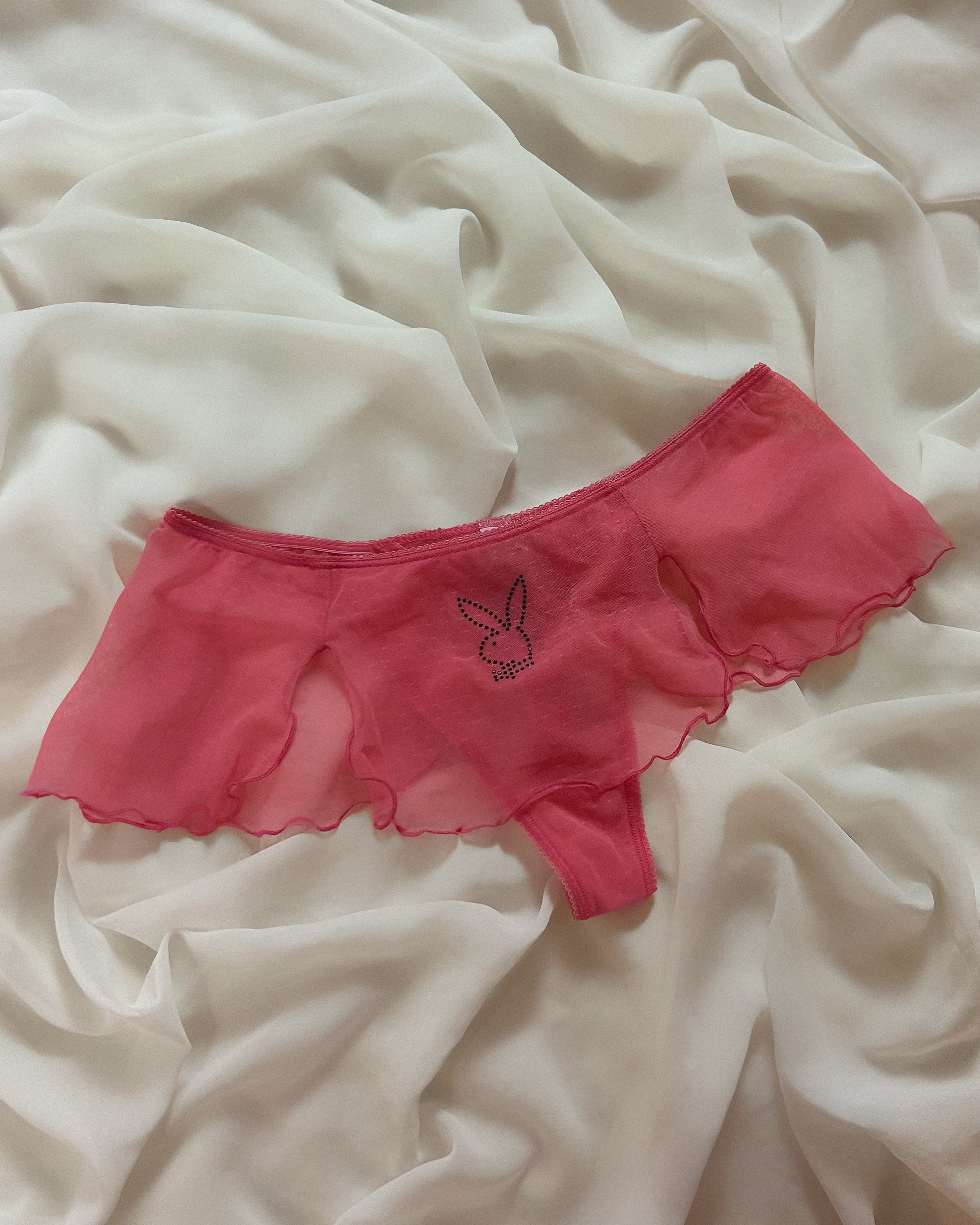 Pink Playboy Skirt Thong (M)