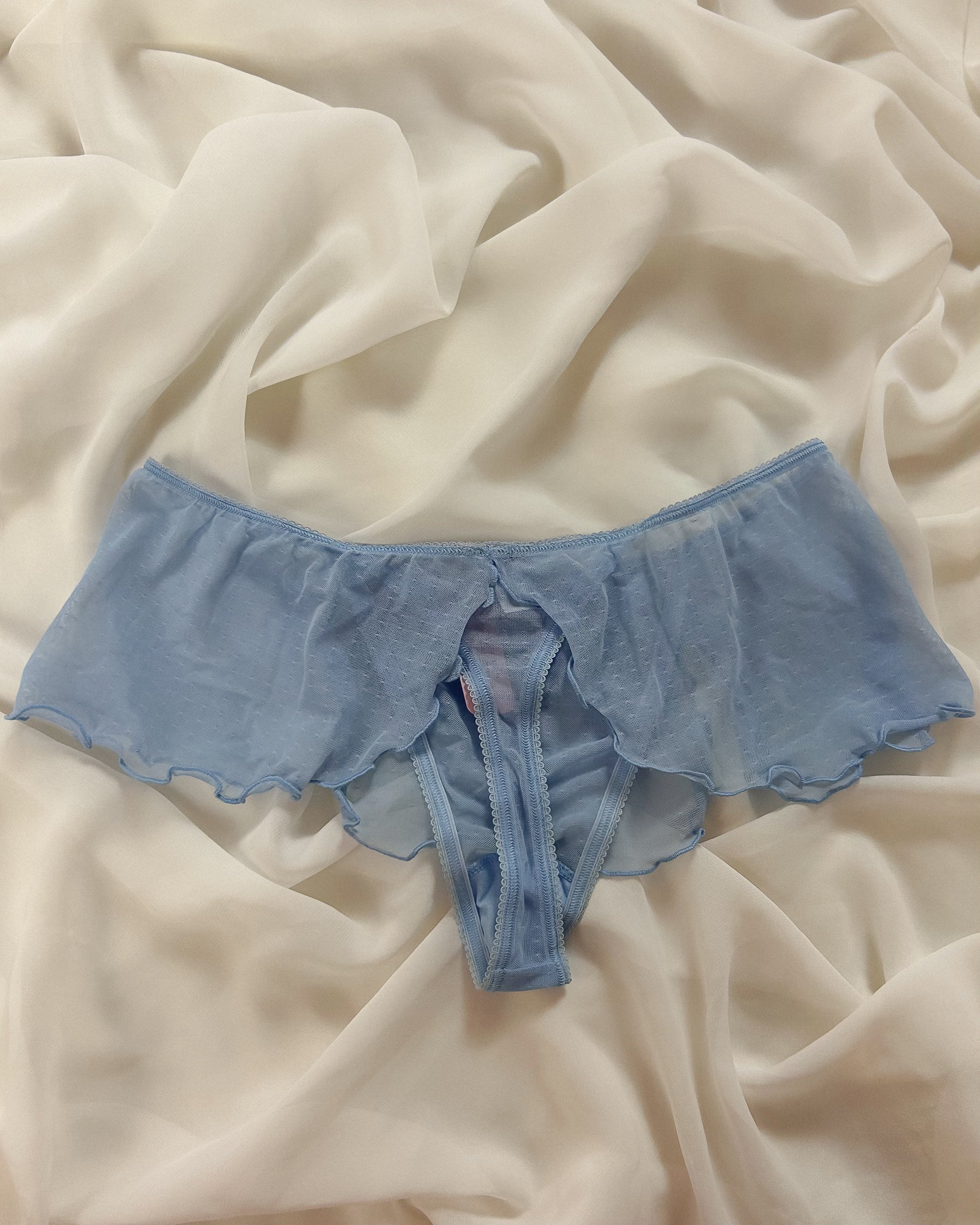 Blue Playboy Skirt Thong (M)