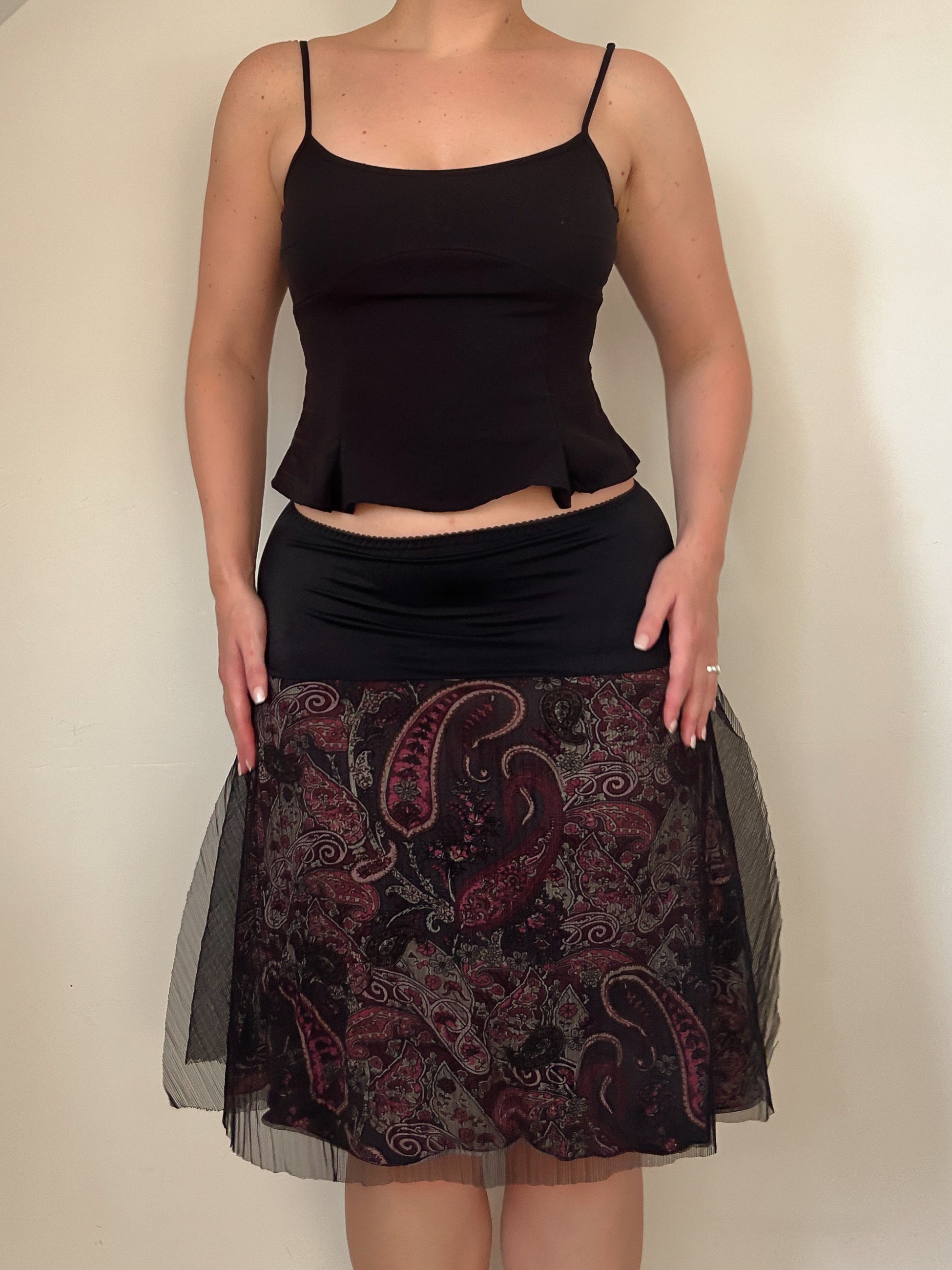 Black Floral Skirt (S/M)