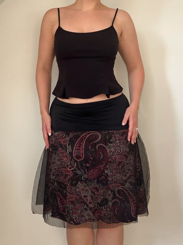 Black Floral Skirt (S/M)