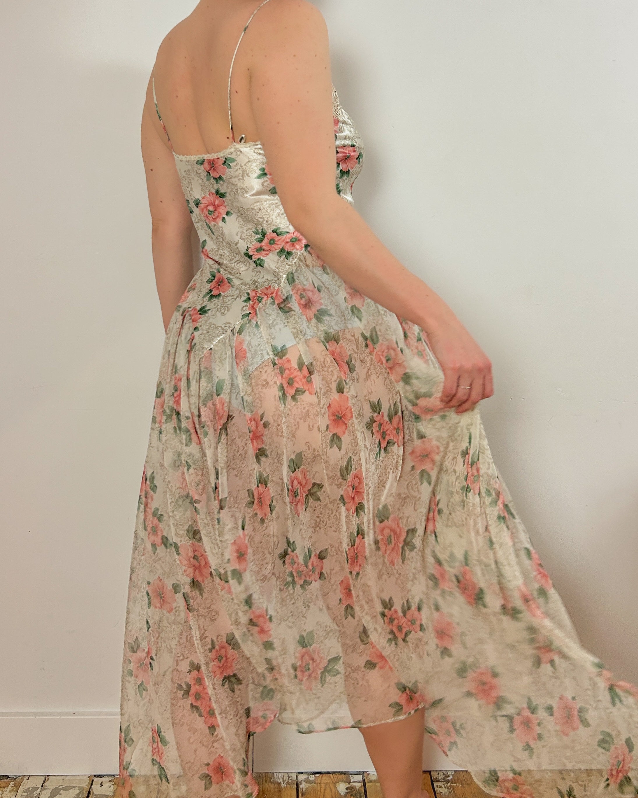 Dream Floral Satin Dress Set (M)