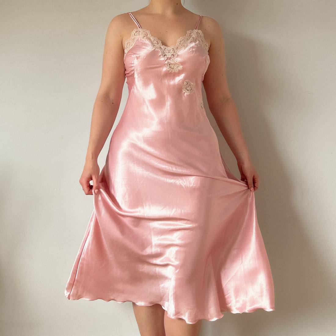 Baby Pink Satin Dress (M)