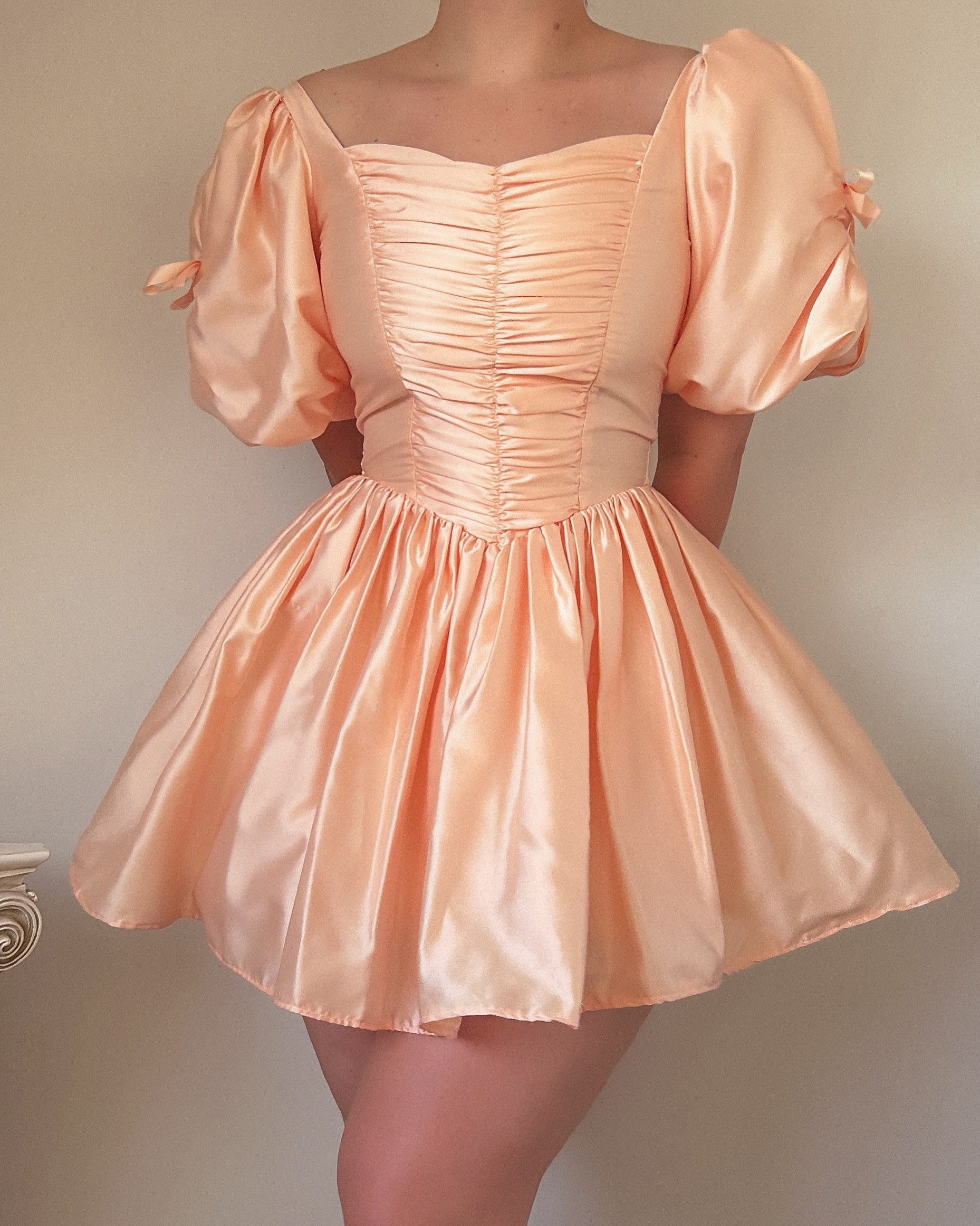 80s  Pink Satin Mini Dress (M)