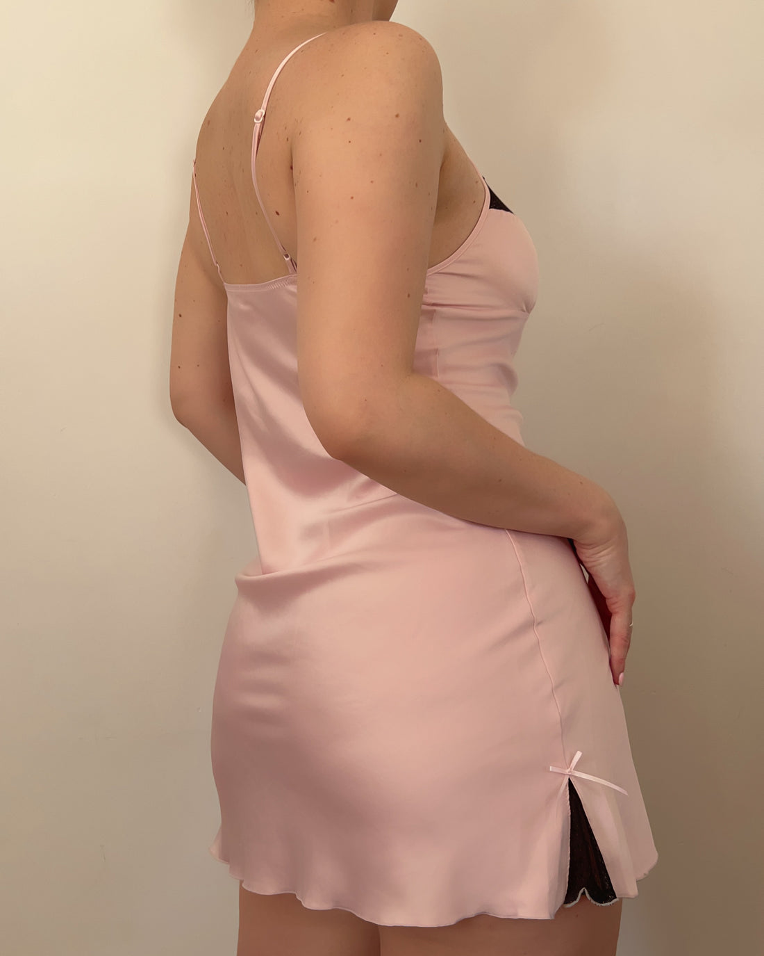 Pink Satin Mini Dress (S/M)