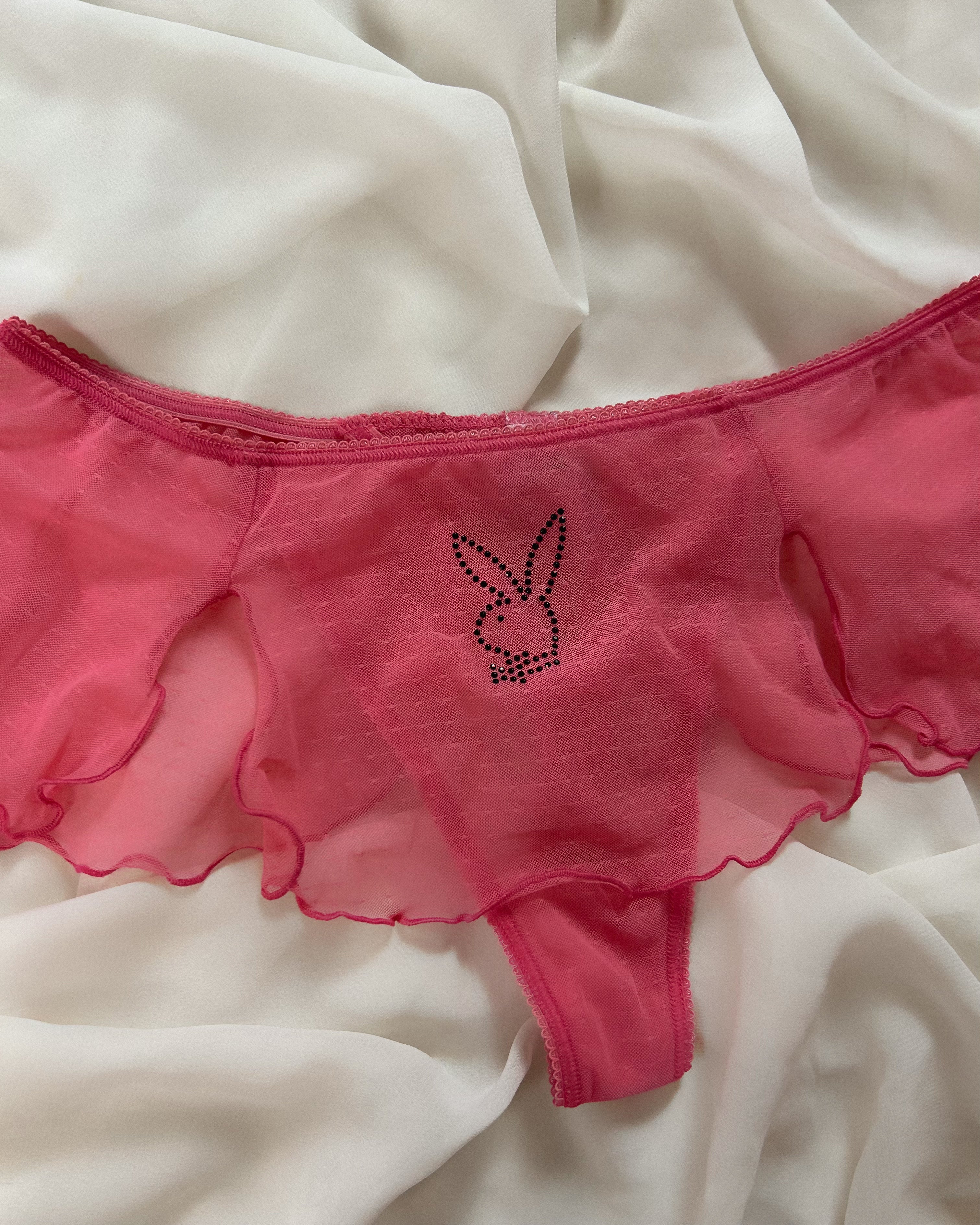 Pink Playboy Skirt Thong (M)