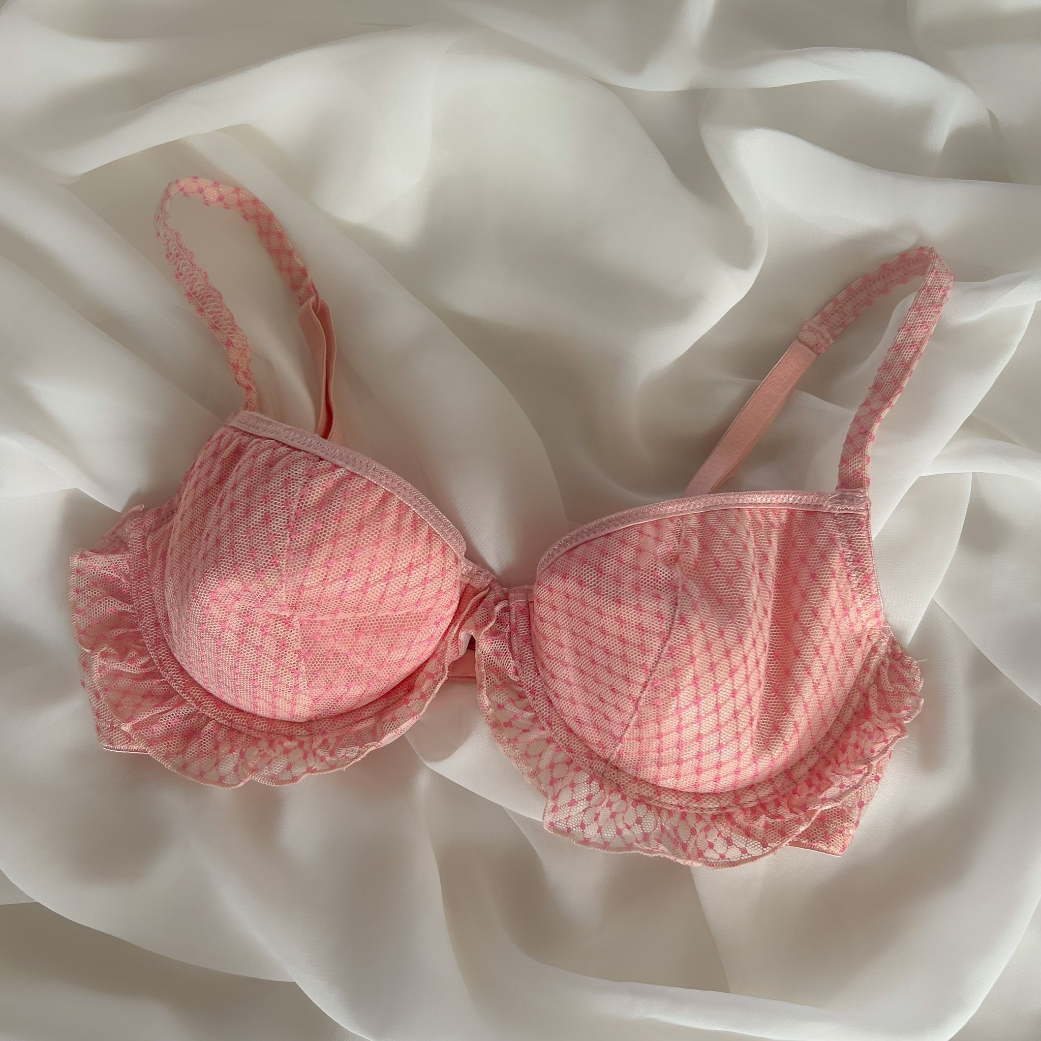 Pink Ruffle Bra 75B/70C/80A