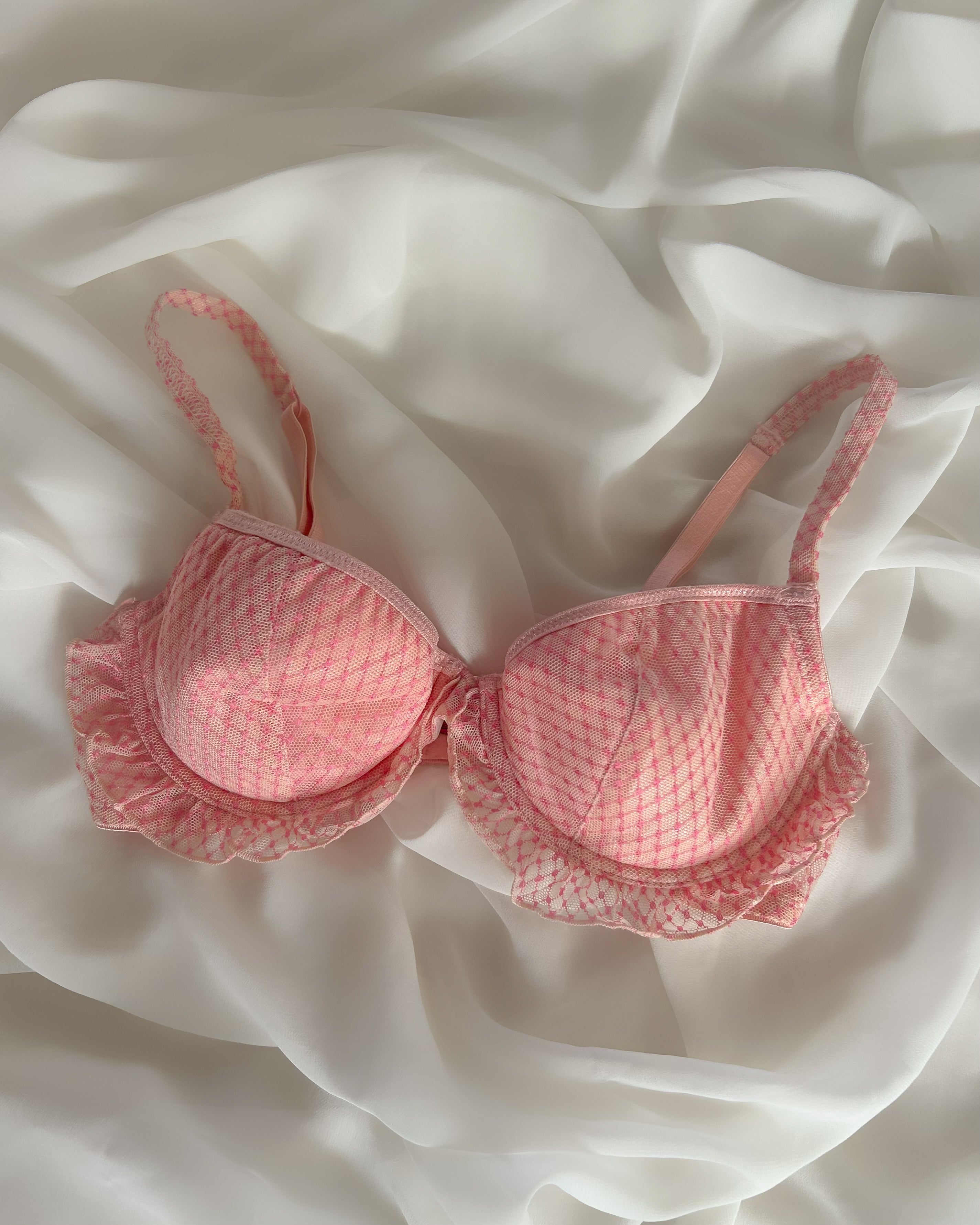 Pink Ruffle Bra 75B/70C/80A