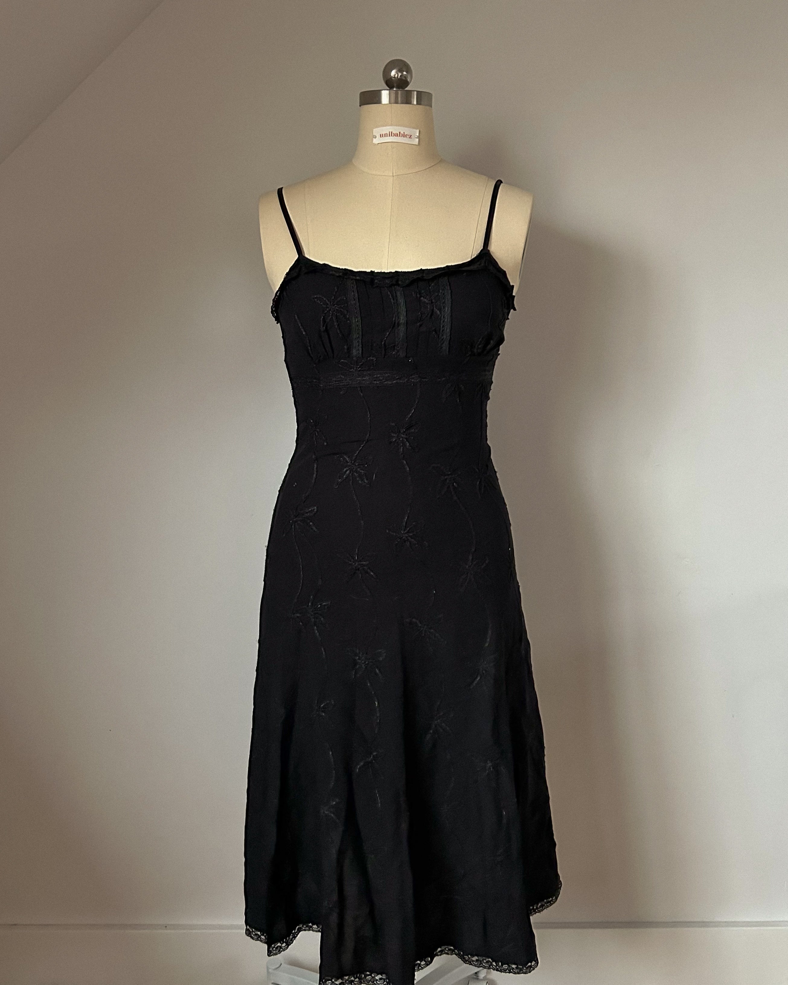 Black Beaded Evening Dress (M)