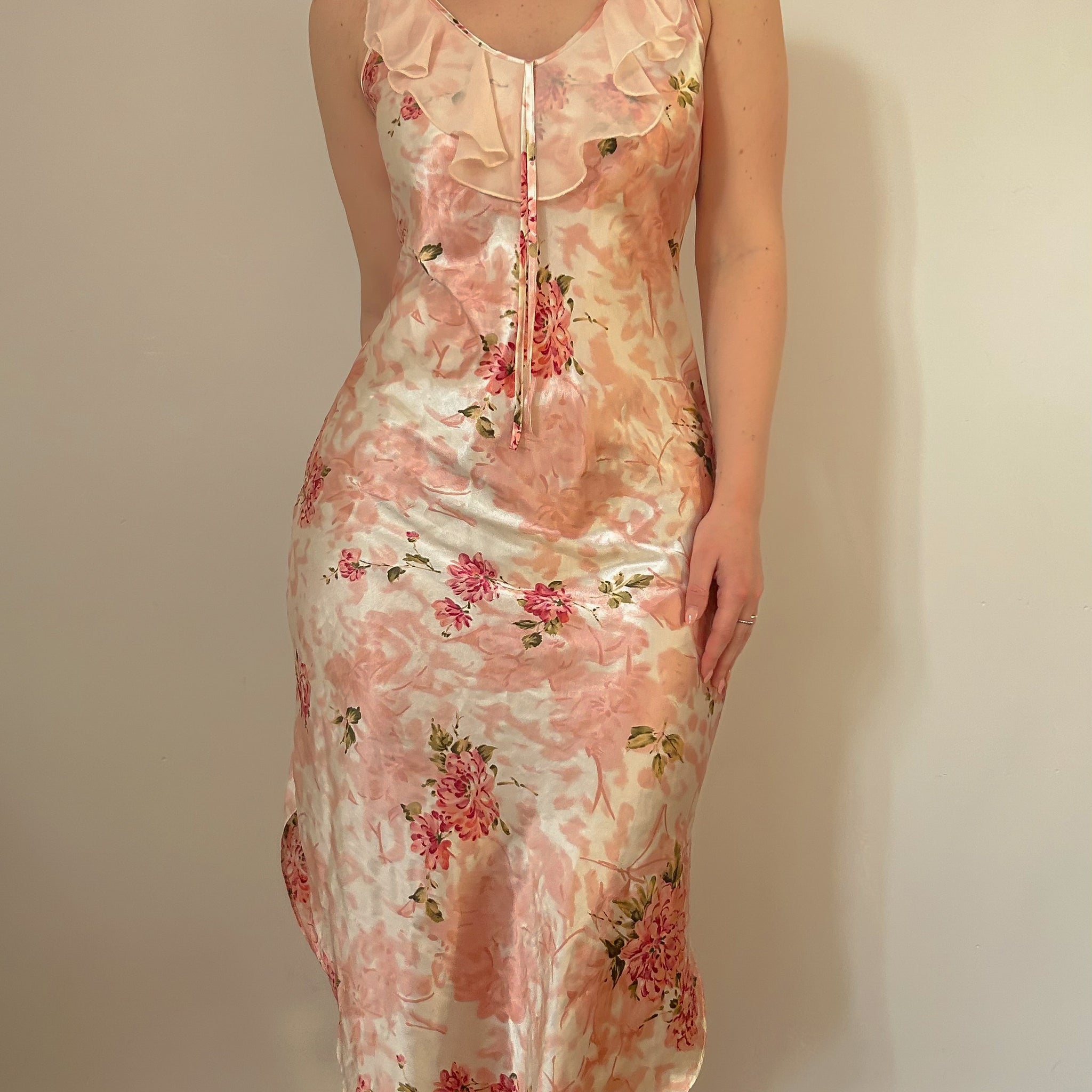 Satin Floral Dress (S/M)