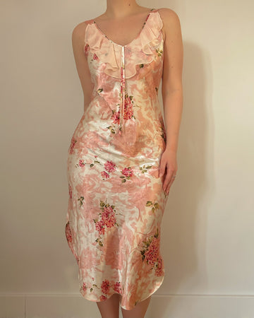 Satin Floral Dress (S/M)