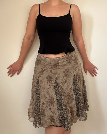 Brown Floral Skirt (M)