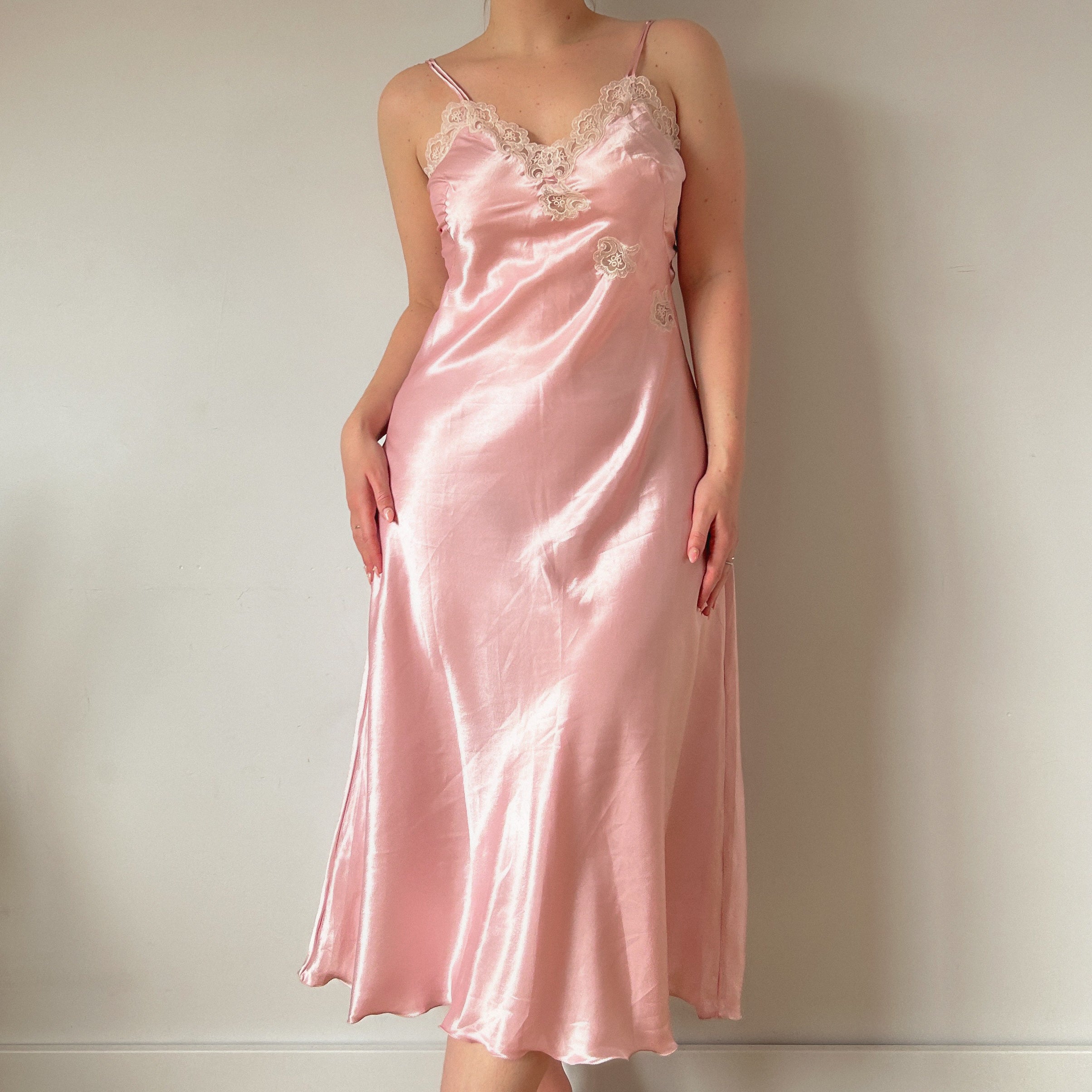 Baby Pink Satin Dress (M)