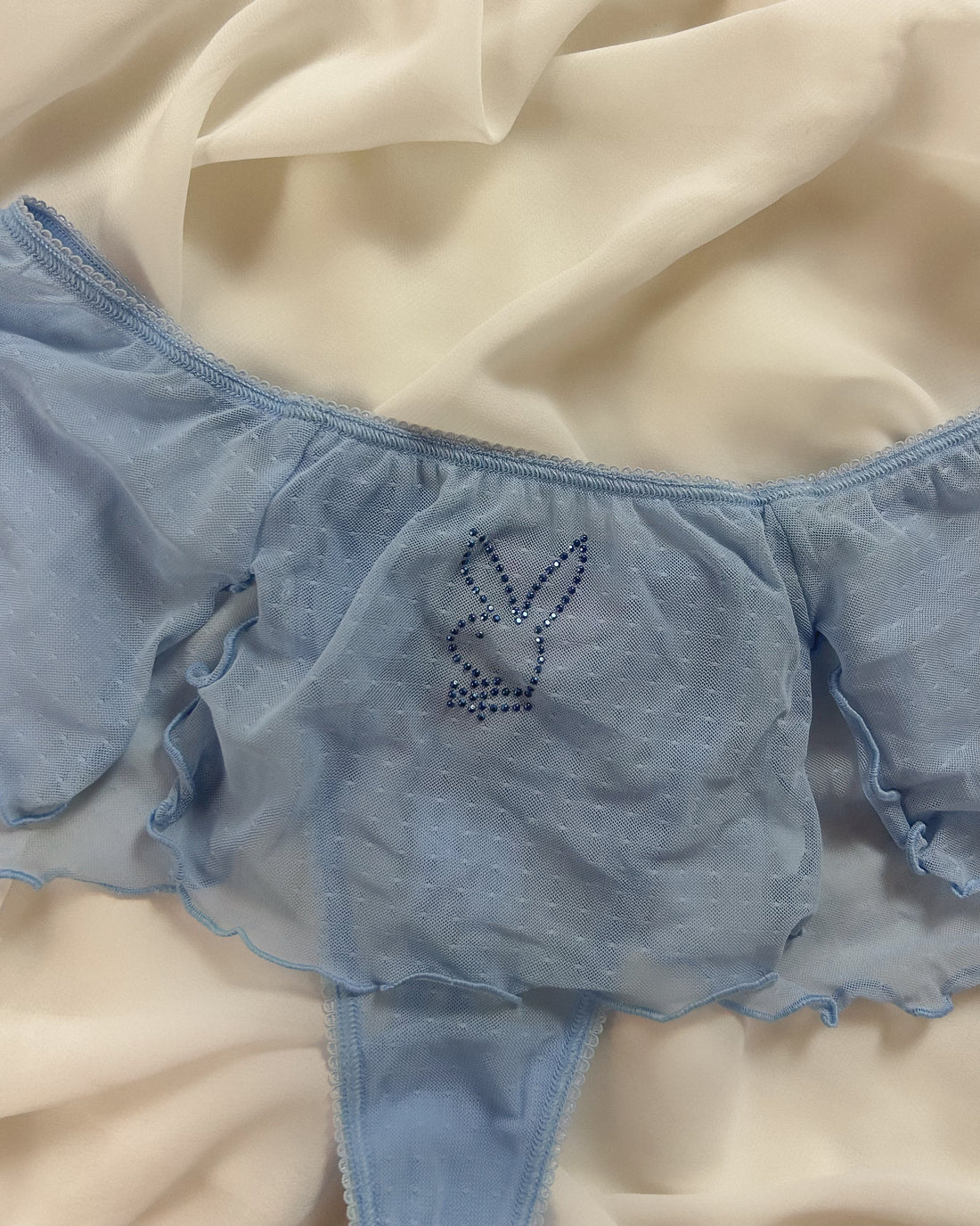 Blue Playboy Skirt Thong (M)