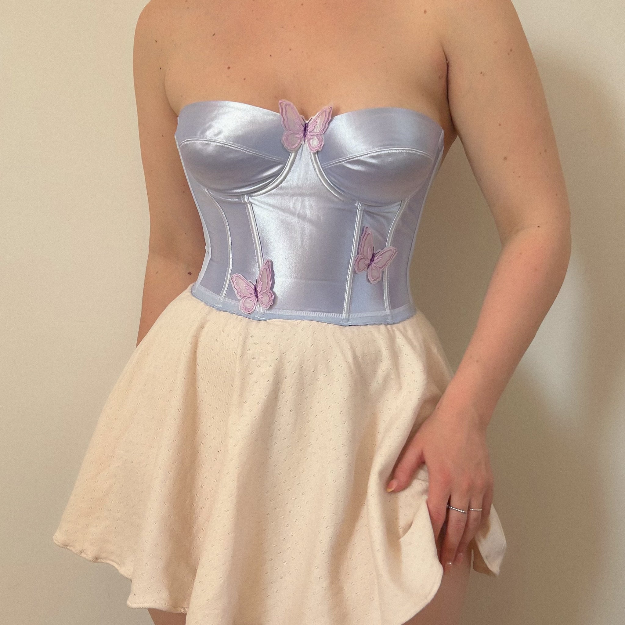 Butterfly Satin Blue Bustier 75B/70C/80A