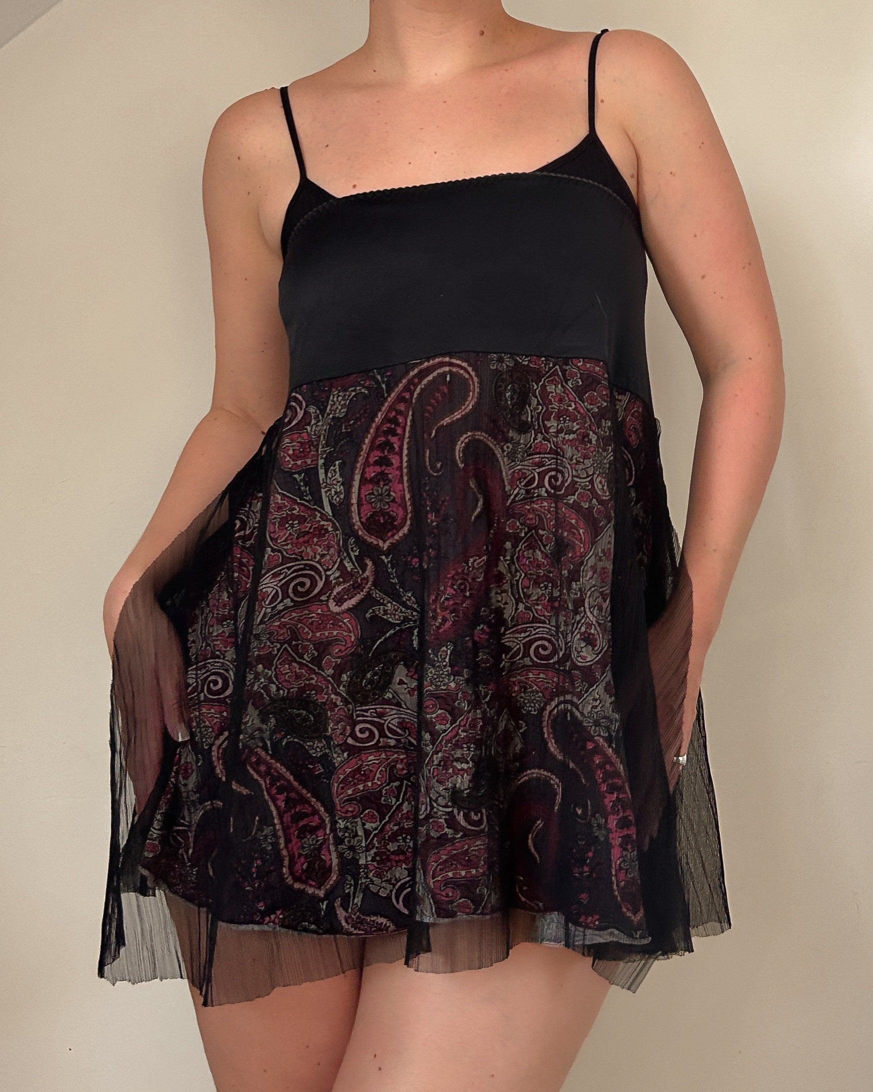 Black Floral Skirt (S/M)