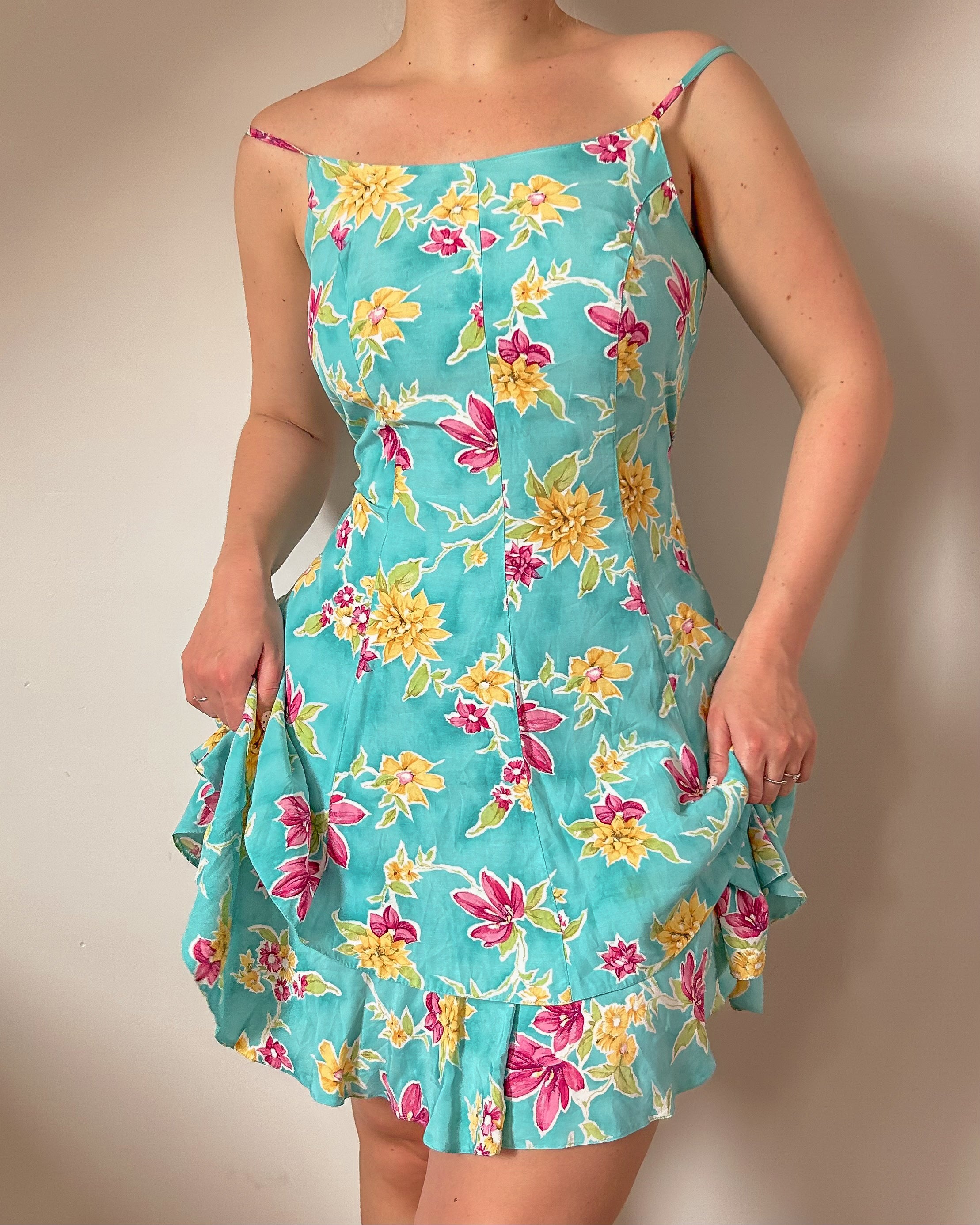 Blue Floral Dress (M)