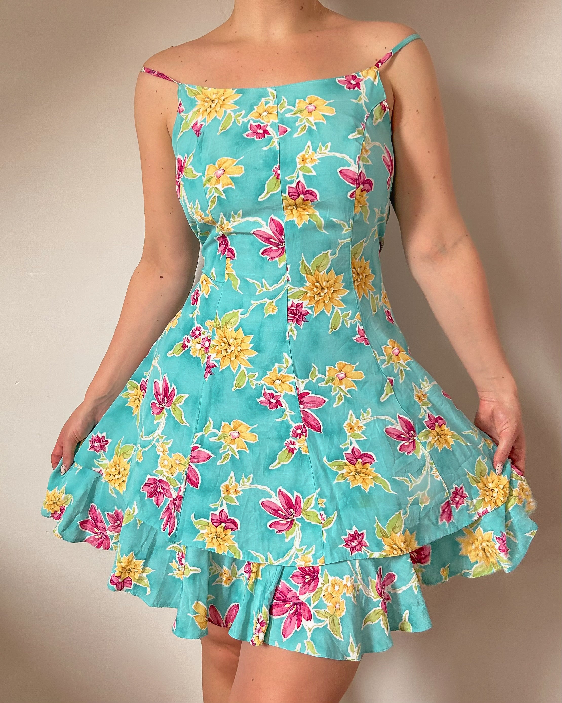 Blue Floral Dress (M)