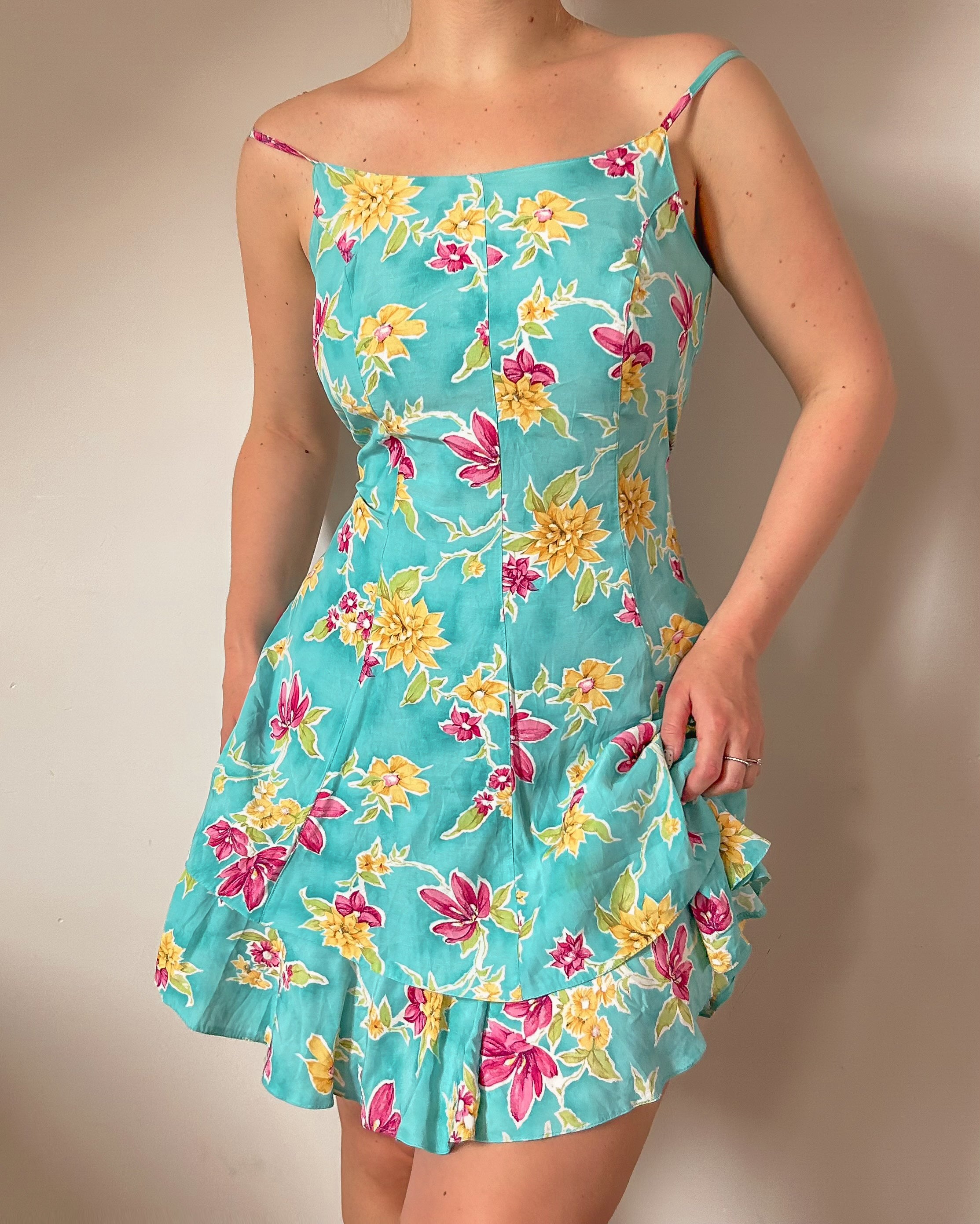 Blue Floral Dress (M)
