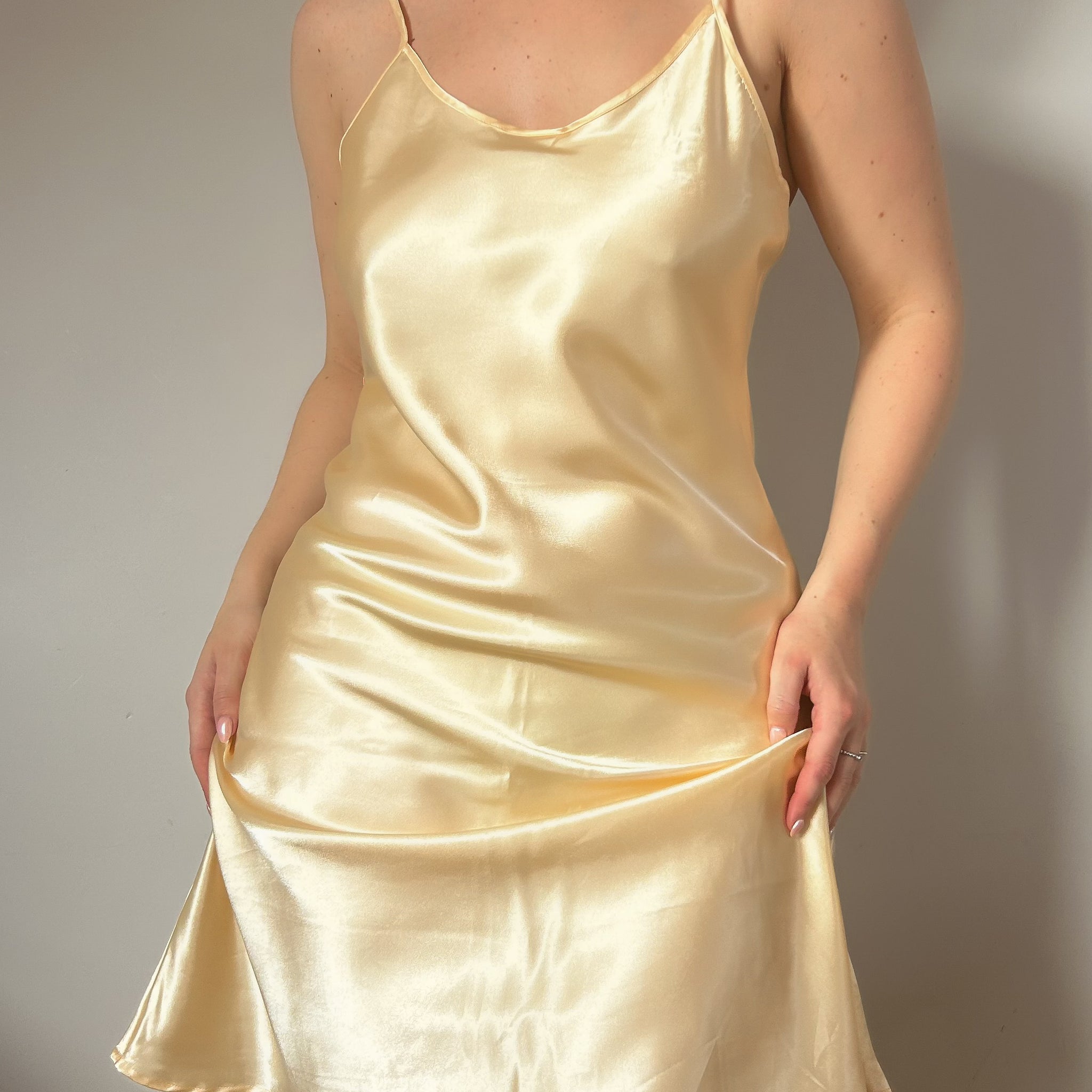 Yellow Satin Mini Dress (M/L)