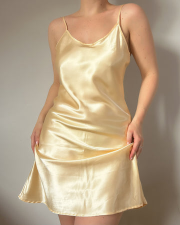 Yellow Satin Mini Dress (M/L)