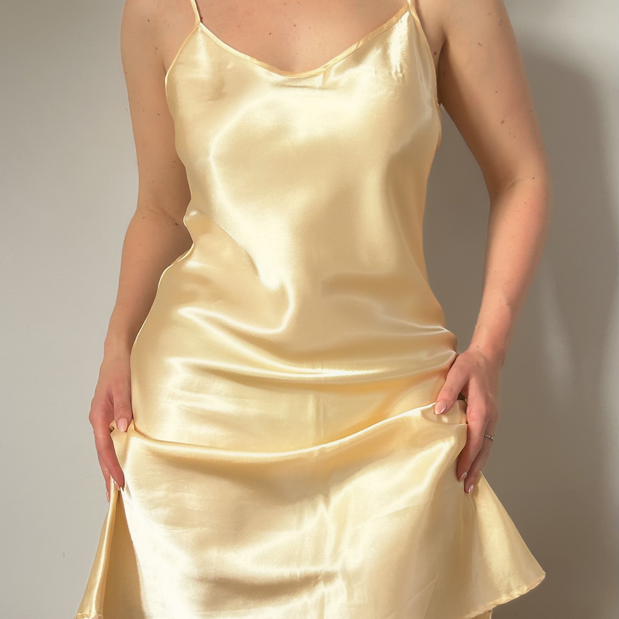 Yellow Satin Mini Dress (L)