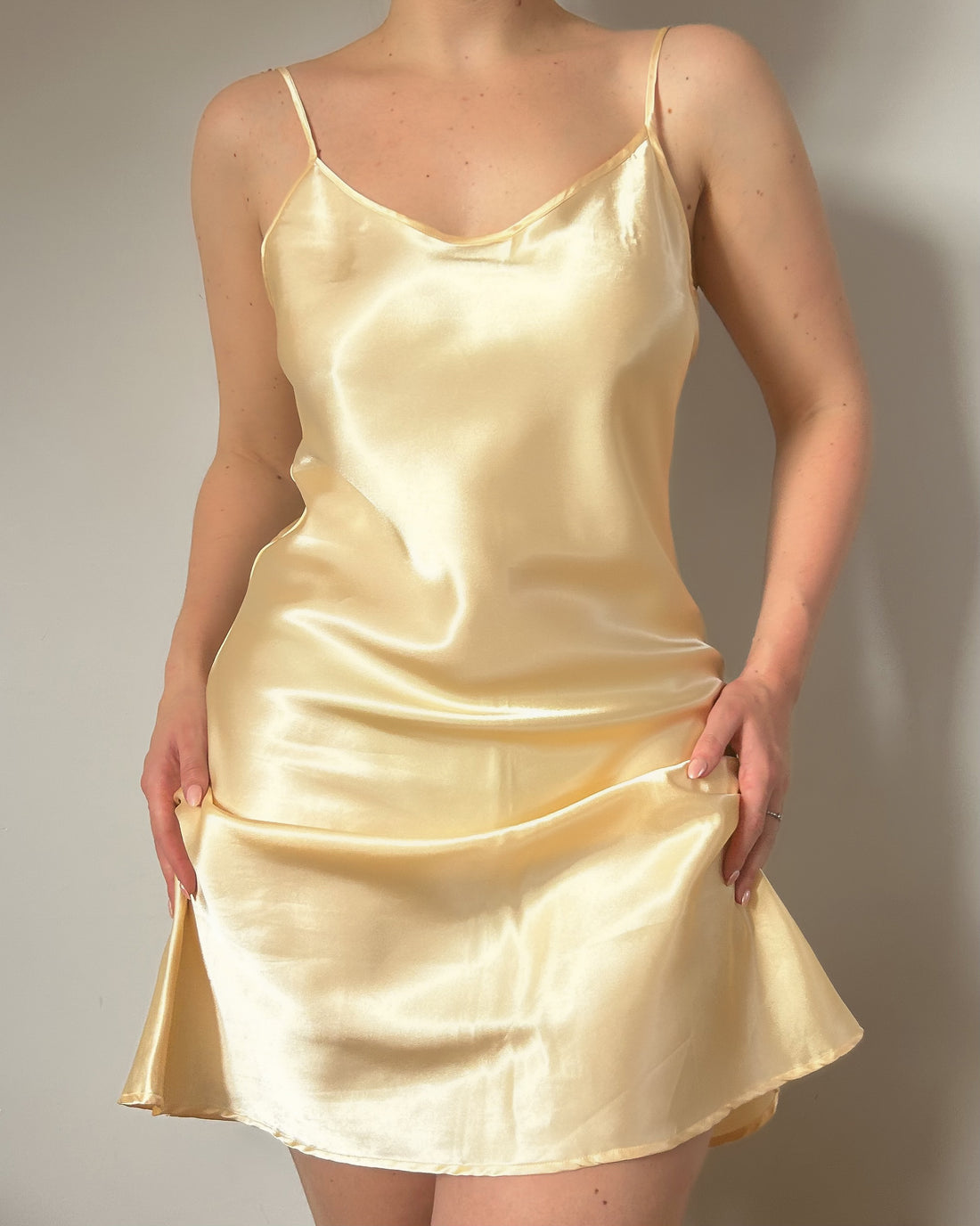 Yellow Satin Mini Dress (M/L)
