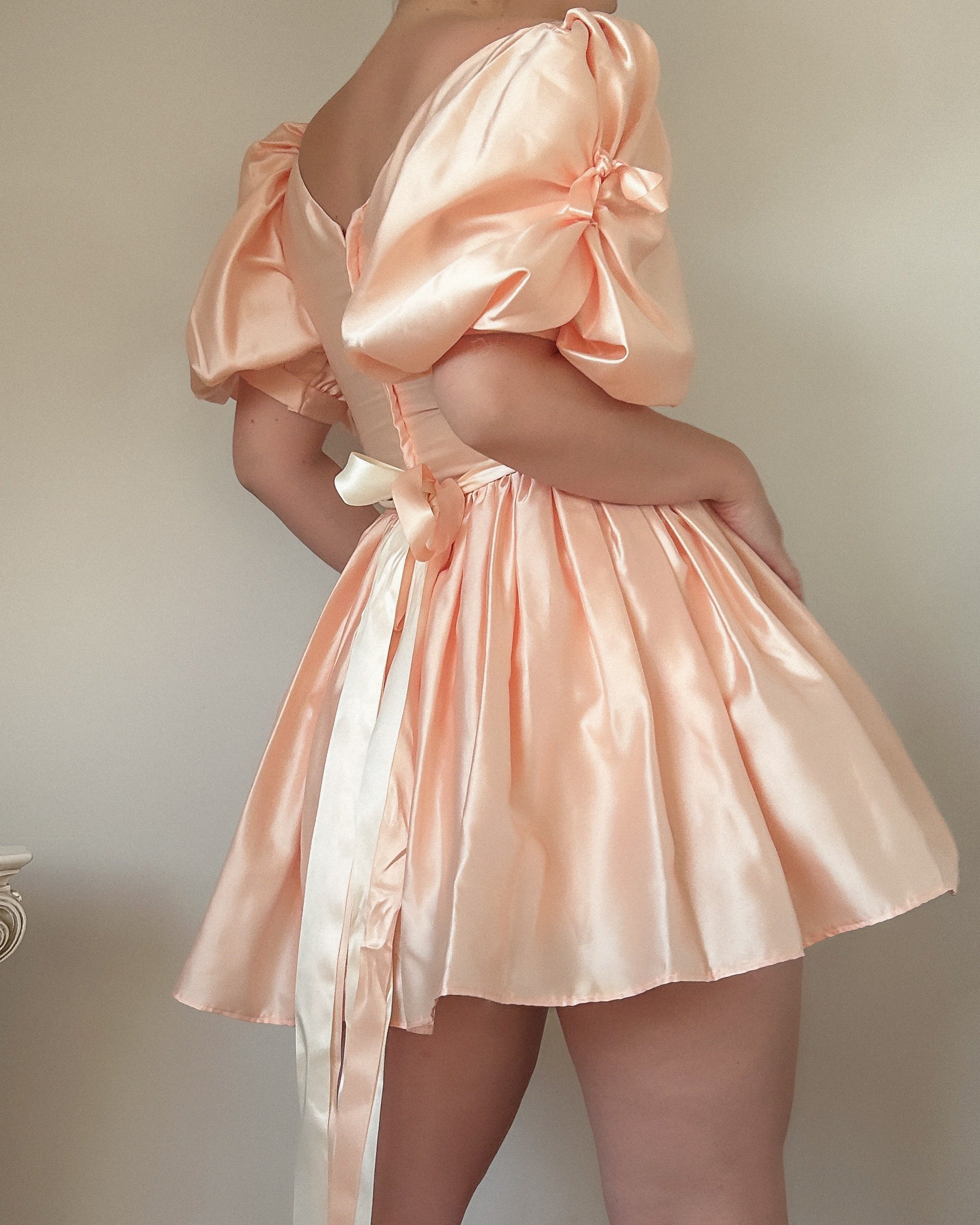 80s  Pink Satin Mini Dress (M)