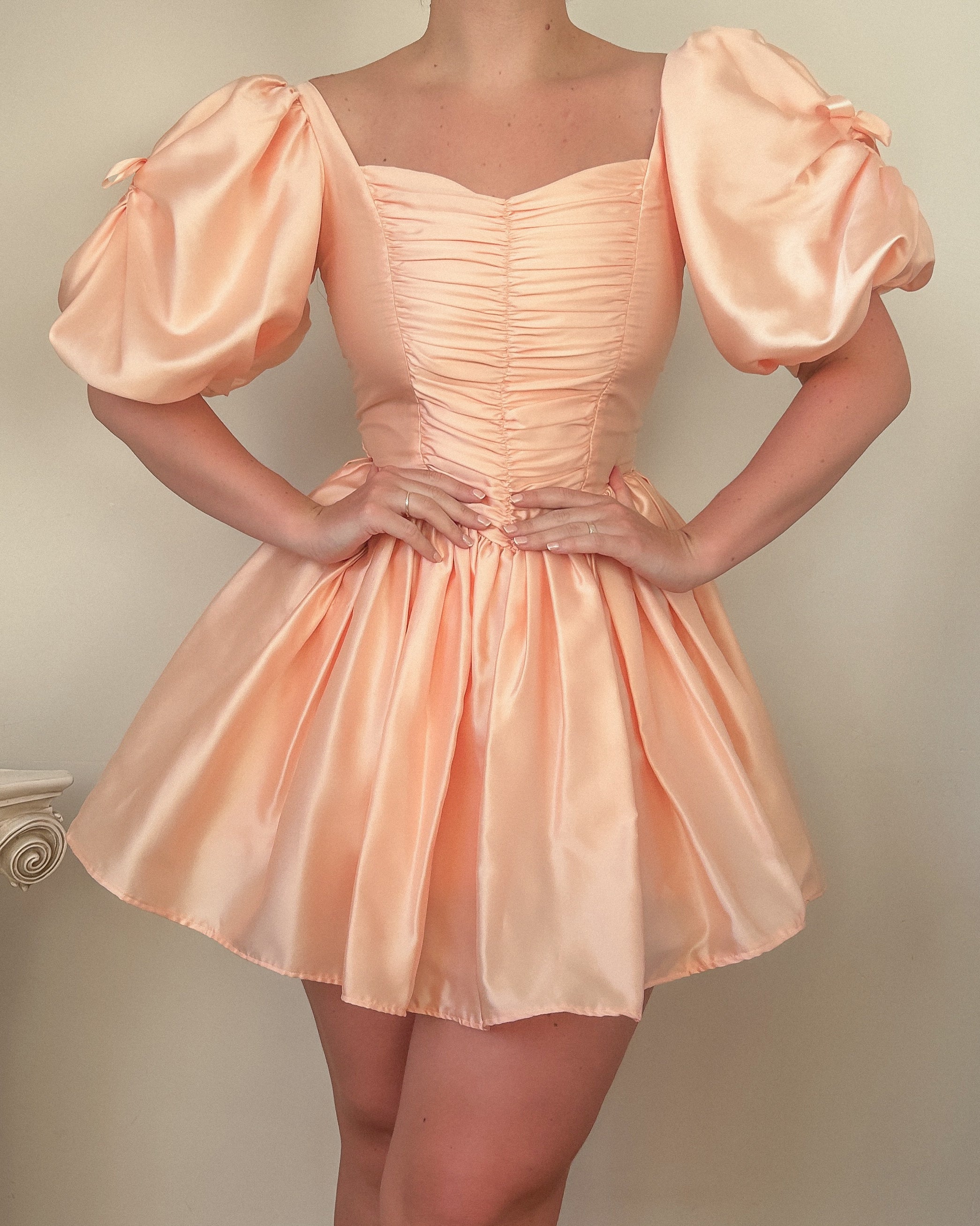 80s  Pink Satin Mini Dress (M)