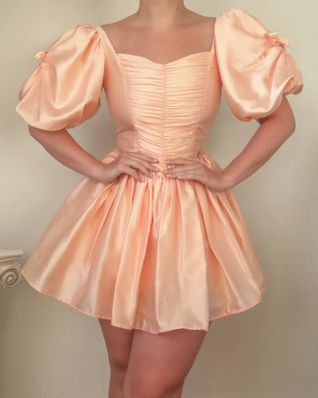 80s  Pink Satin Mini Dress (M)