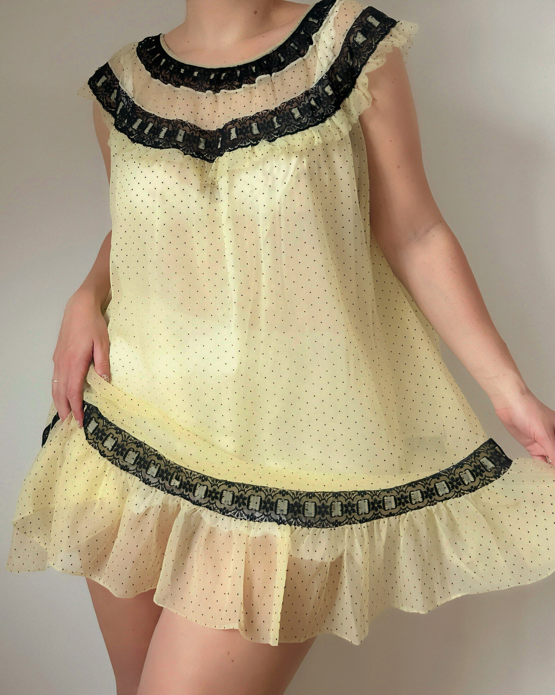 Yellow Polkadot Babydoll (M-XL)