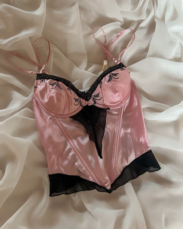 Pink & Black Satin Bustier 70B/65C/75A