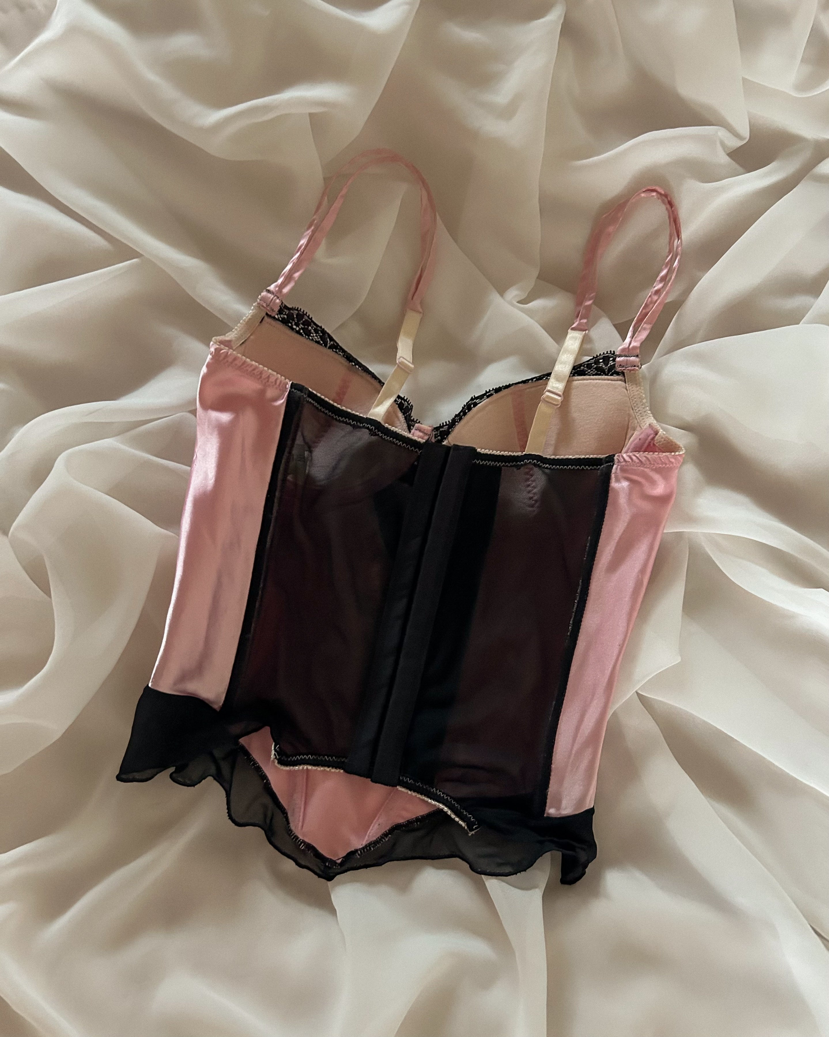 Pink & Black Satin Bustier 70B/65C/75A