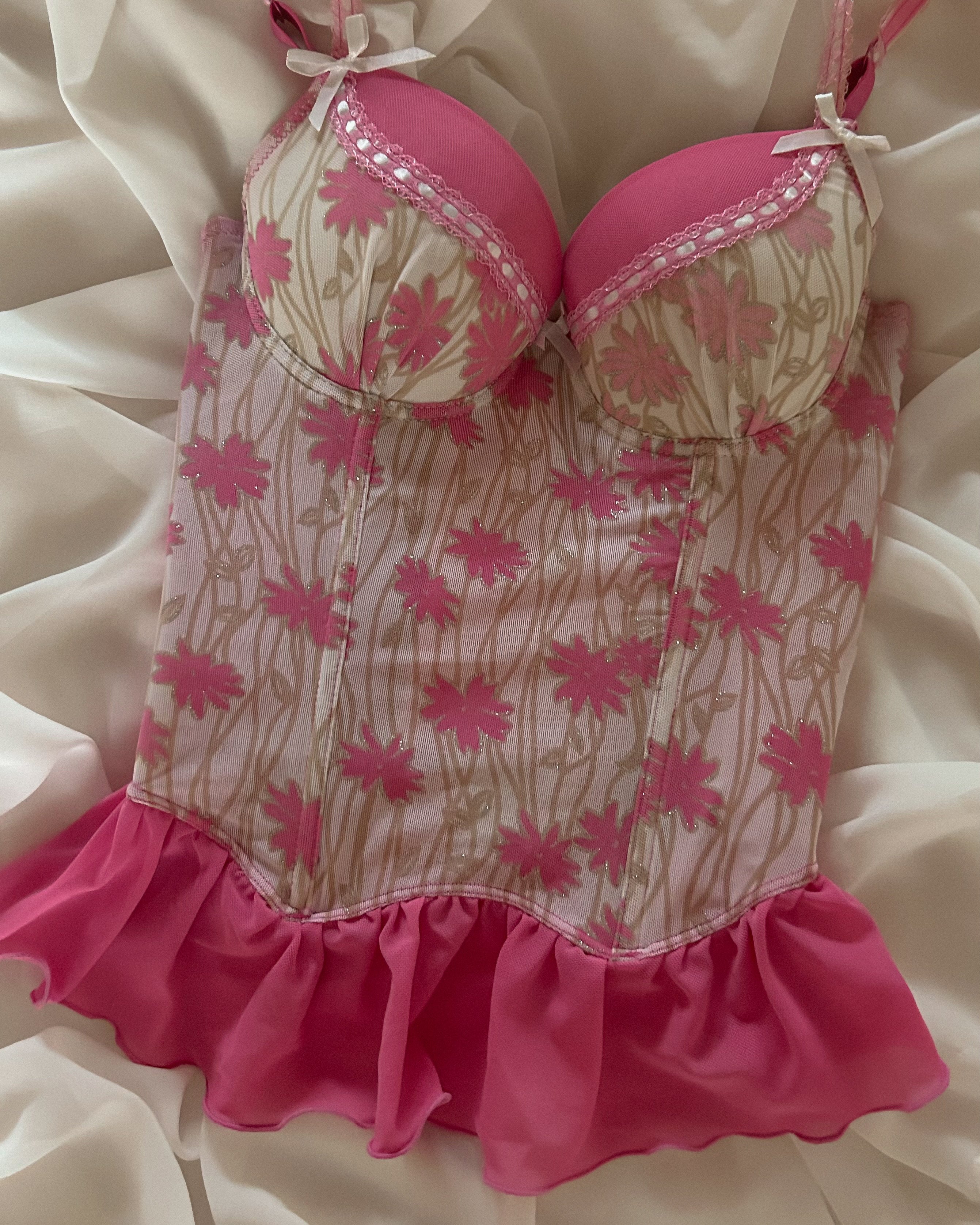 Floral Pink Bustier 70C/65D/75B