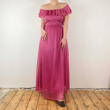 1970s Bright Pink Gown (M)