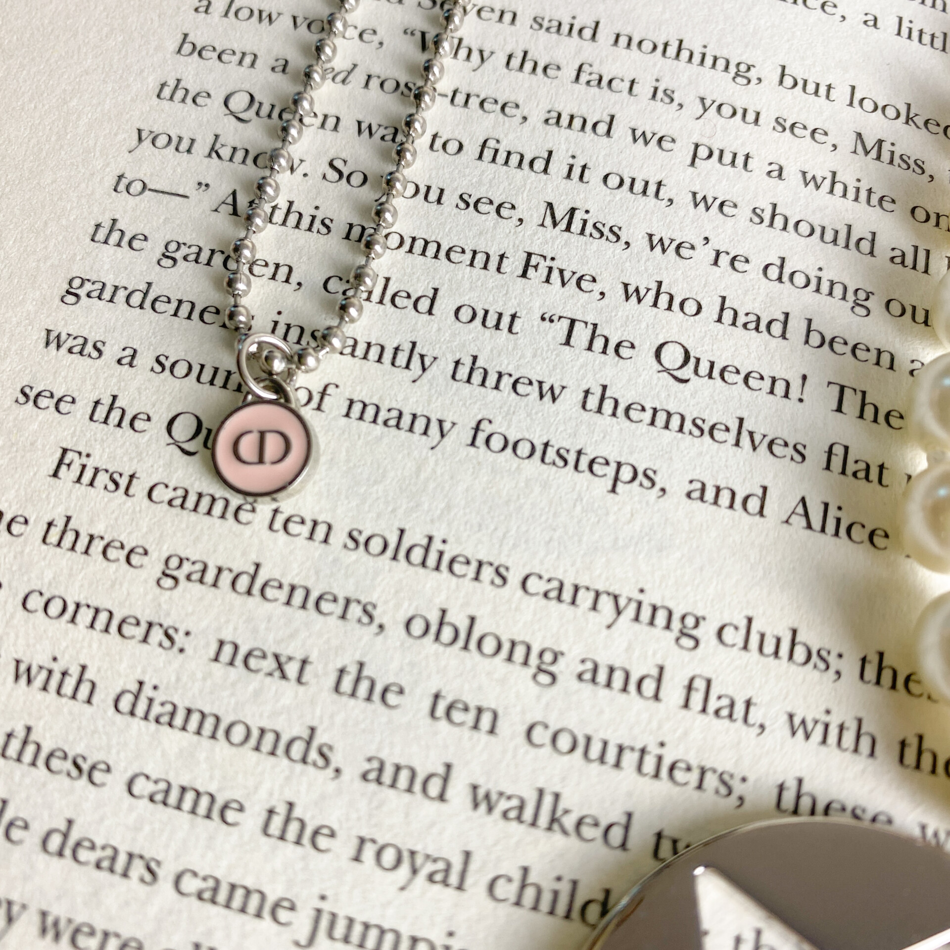 "CD" Pink Dior Reworked Necklace
